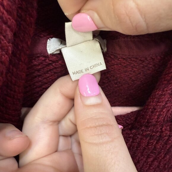 J Crew Sweater Womens XS Red Maroon Wool Blend Cowl Neck Pullover Pockets Cozy - Picture 8 of 11